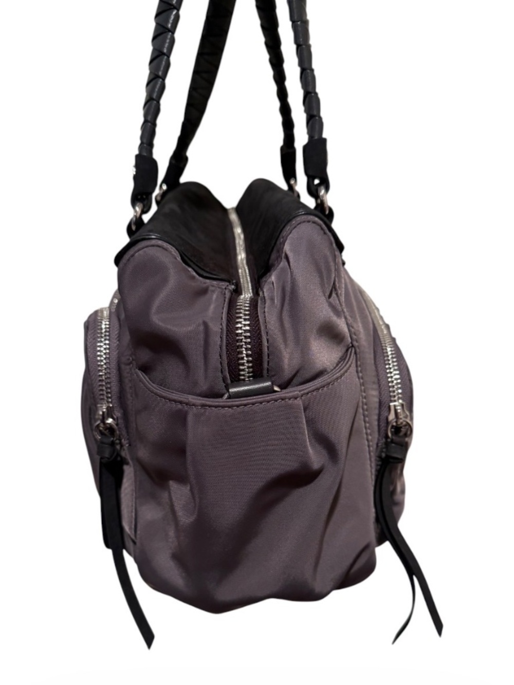 MZ Wallace Black Nylon Crosby Thompson Satchel Multi Pockets - Picture 5 of 10